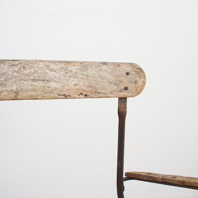 Metal Antique French Rustic Iron Folding Garden Bench For Sale - Image 7 of 12