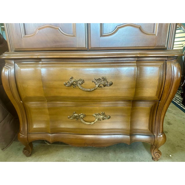 Wood Vintage French Provincial Solid Wood Armoire For Sale - Image 7 of 11