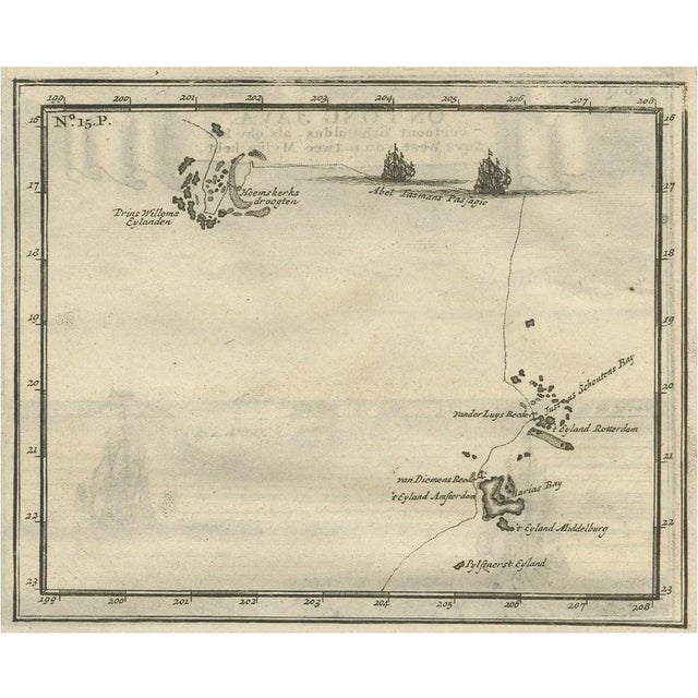 Antique Map of the Banda Islands and the Route of Abel Tasman in Indonesia, 1726 For Sale