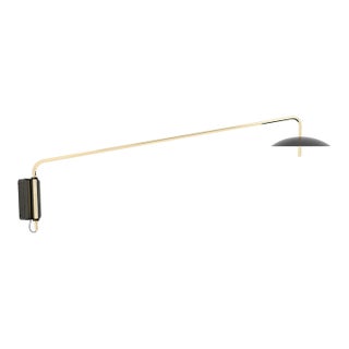 Signal Arm Sconce - Long / Black & Brass, Modern, Hardwired, Minimal Led Wall Light For Sale