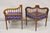 Antique French Louis XVI Style Carved Walnut Lyre Harp Corner Lounge Chair Pair For Sale - Image 10 of 12