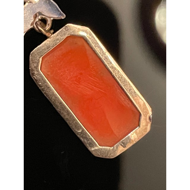 Art Deco 14k White Gold Carved Shell Cameo Necklace Pendant For Sale - Image 4 of 4