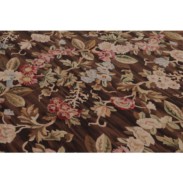 1990s Oversized Antique French Aubusson Rug, Monumental Florals in Chocolate Brown For Sale - Image 5 of 9