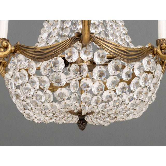 Metal Late 20th Century French Empire Style Bronze Basket Chandelier For Sale - Image 7 of 11
