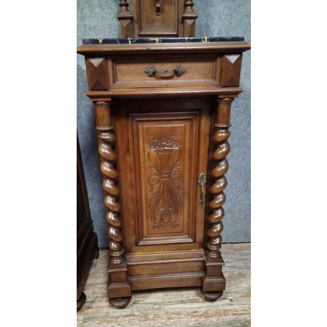 Bedside Tables in Walnut with Black Marble Tops, Set of 2 For Sale - Image 10 of 13
