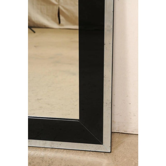 Glass Sleek Black Artisan Mirror For Sale - Image 7 of 10