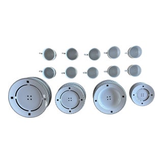 1980s Rare 54-Piece Swid Powell Tuxedo Porcelain Set, Dinner Service for 11 For Sale