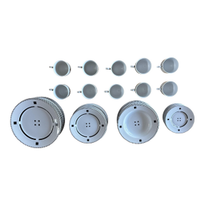 1980s Rare 54-Piece Swid Powell Tuxedo Porcelain Set, Dinner Service for 11