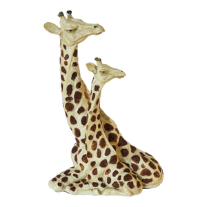 Vintage Recumbent Giraffes Sculpture Handpainted