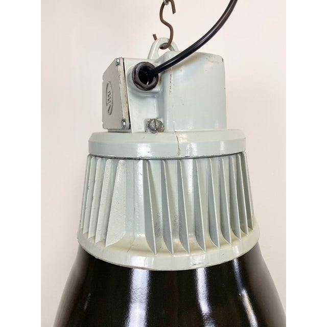 Metal Industrial Black Enamel Pendant Lamps from Elektrosvit, 1970s, Set of 4 For Sale - Image 7 of 16