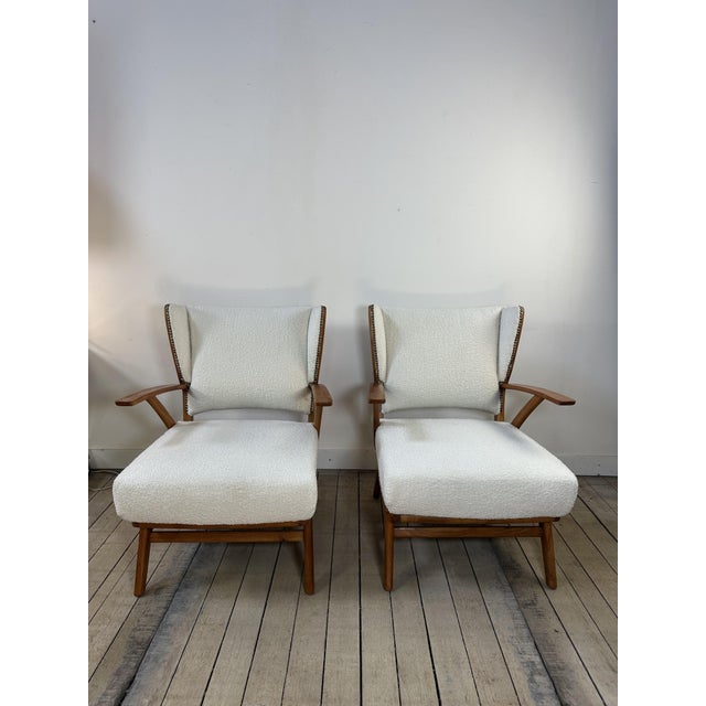 Armchairs in Wood and Bouclé Fabric, 1950s, Set of 2 For Sale - Image 15 of 15