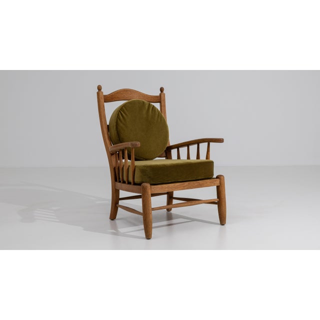 Olive Oak Brutalist Armchair, Antique, France, Circa 1970 For Sale - Image 8 of 15