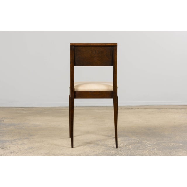 1930s French Art Deco Mahogany Side Chair W/ Cream Leather For Sale - Image 18 of 18