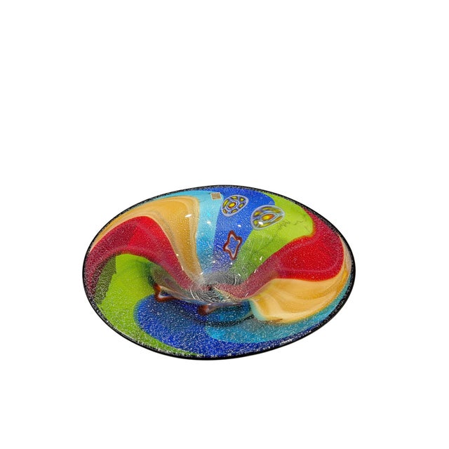 Late 20th Century Late 20th Century Oversized Multicolor Murano-Style Art Glass Centerpiece Bowl – 17” For Sale - Image 5 of 12