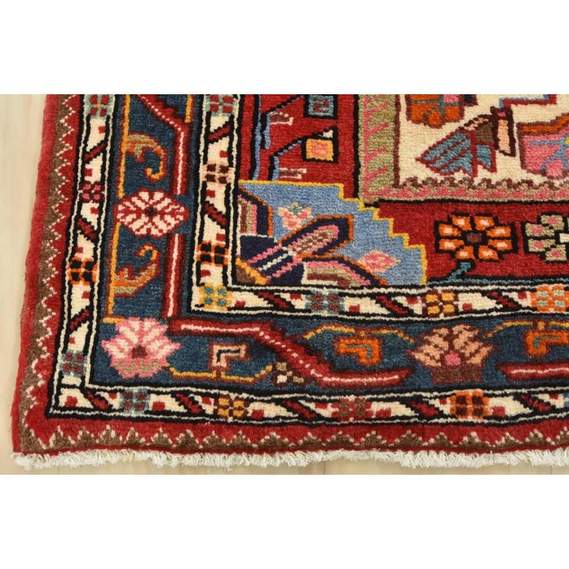 Zanjan Rug 3'10'' X 5'2'' Ivory Wool Vintage Tribal Hand-Knotted Oriental Carpet For Sale - Image 9 of 12
