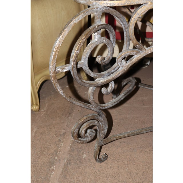 Fine Wrought Iron Italian Neoclassical Fossilized Stone Console Table and Mirror For Sale In Philadelphia - Image 6 of 11