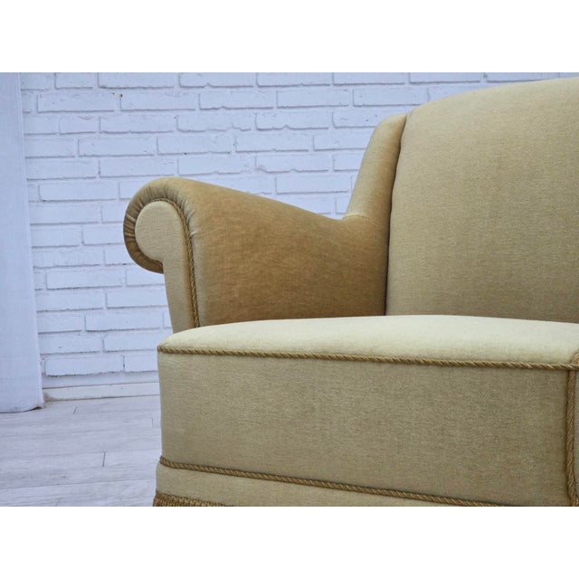 Danish Oak Three-Seater Sofa with Velour Upholstery, 1970s For Sale - Image 18 of 18