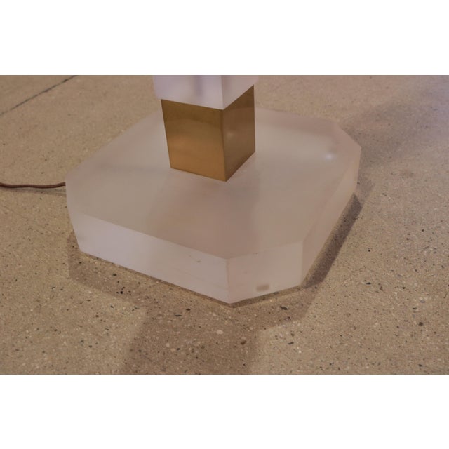 1970s Modernist Lucite and Brass Floor Lamp For Sale - Image 11 of 18