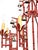 Offered for your consideration is a Massive Vintage Italian Tole Red Faux Bamboo Birdcage Chandelier with Brass bells. The...