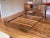 Nice mid century modern full size bedframe by Lane which includes foot and headboard metal side rails and wood slats