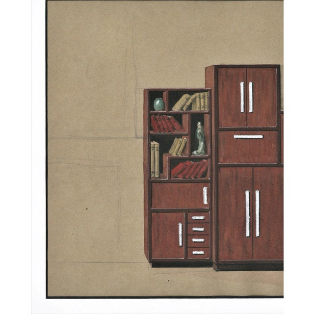 1930 French Art Deco Furniture Drawing Design For Sale - Image 4 of 6
