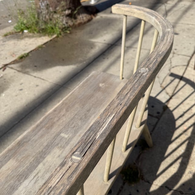 Wood Vintage Spindle Back Windsor Bench For Sale - Image 7 of 12
