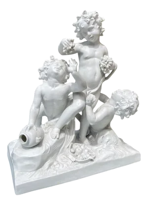 Bacchus and Puttis in Biscuit Porcelain from Saxe Volkstedt Rudolstadt