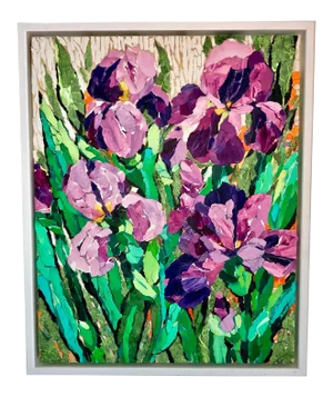 Purple Irises I Collage Painting