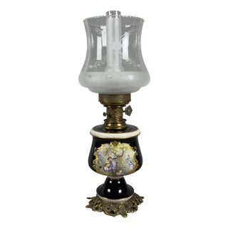 Vintage Porcelain, Brass and Glass Table Lamp from Limoges, France, 20th Century For Sale