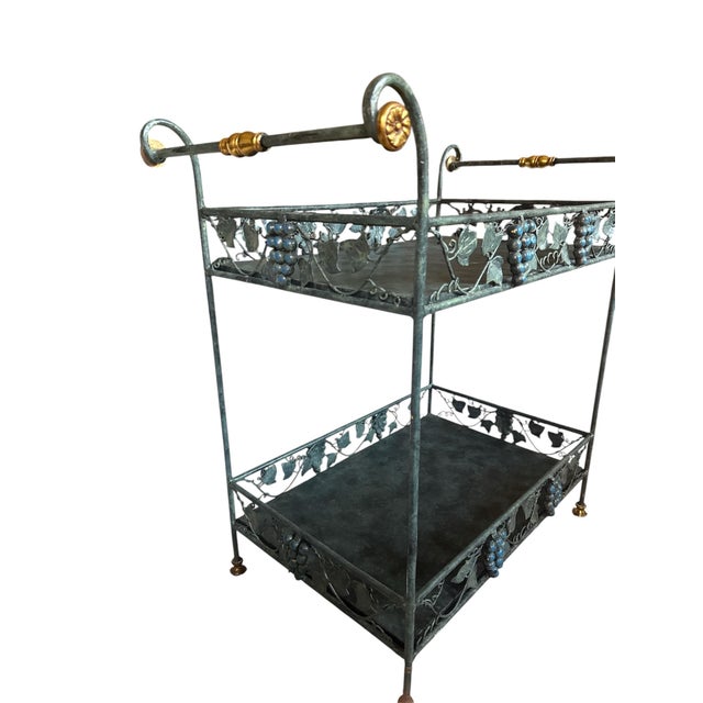 Vintage Maitland-Smith Grapevine Bar Cart / Tôle Wine Cart With Patina Finish For Sale - Image 12 of 12