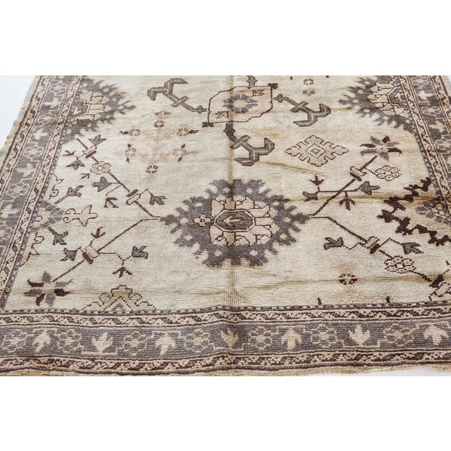 Textile Antique Turkish Oushak Rug For Sale - Image 7 of 7