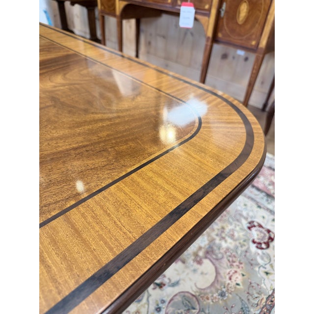 Baker Furniture Company Late 20th Century Baker Stately Homes Georgian Mahogany Pedestal Dining Table For Sale - Image 4 of 12