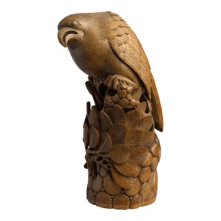 Japanese Meiji Period Carved Boxwood Okimono of a Hawk, Joel & Margaret Chen Collection For Sale