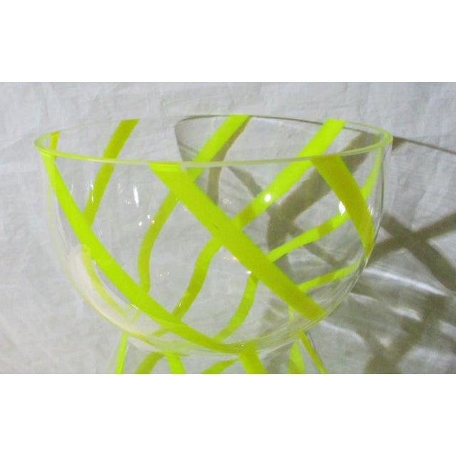 Mid-Century Modern 1970s Vintage Large Yellow Stripe Vase For Sale - Image 3 of 6