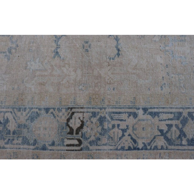 Early 20th Century Antique Persian Heriz Rug With Sub-Geometric Design in Cream and Blue For Sale - Image 12 of 13