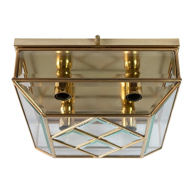 Vintage Italian Flush Mount Chandelier in Glass For Sale - Image 6 of 6