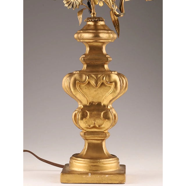 French 19th Century French Gilt Floral Candelabra Lamp For Sale - Image 3 of 4