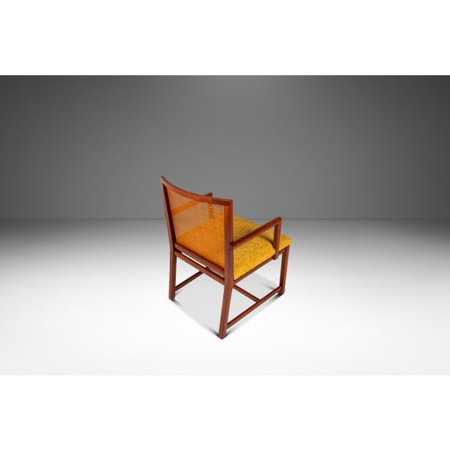 Rare Pair of Mid-Century Modern Cane-Backed Armchairs in Walnut & Bouclé Attributed to Michael Taylor for Baker (New World Collection), Usa, C. 1960s For Sale - Image 4 of 18