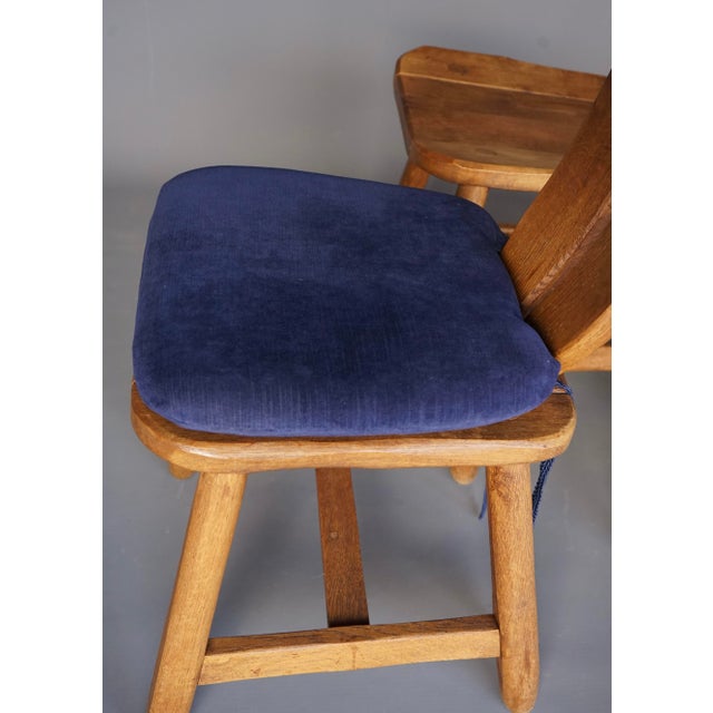 Brutalist Oak Dining Chairs from De Puydt, 1970s, Set of 4 For Sale - Image 11 of 17