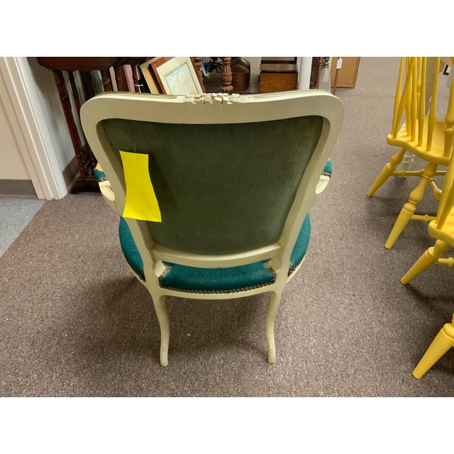20th Century French style needlepoint chair, with tacks. Cabriole legs and rosette details.