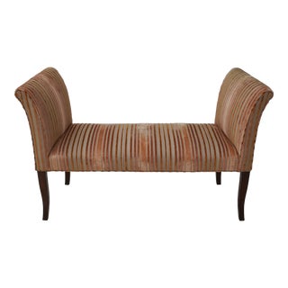 Striped Upholstered Regency Style Window Bench For Sale