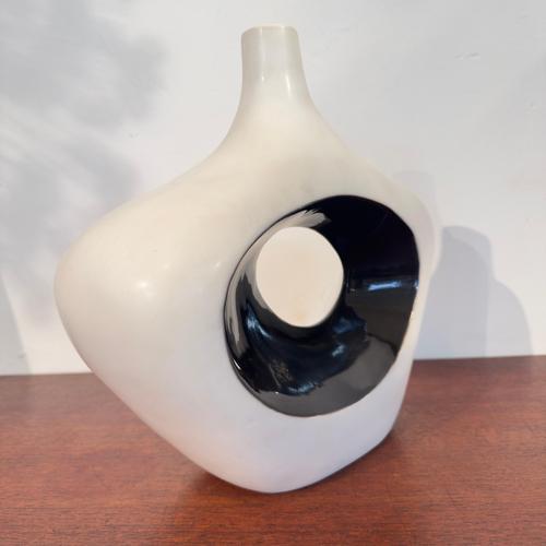 Vintage Italian White and Black Ceramic Vase with Organic Abstract, 1980s For Sale - Image 13 of 18
