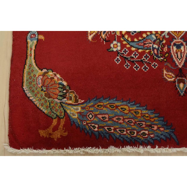 1990s Kashan Rug 2’5” X 3’2” Red Wool Traditional Hand-Knotted Oriental Carpet For Sale - Image 5 of 7