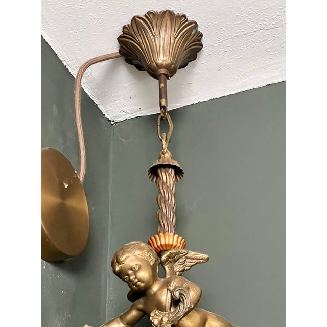 Art Nouveau Ceiling Lamp in Bronze and Crystal Glass, 1890s For Sale - Image 4 of 14