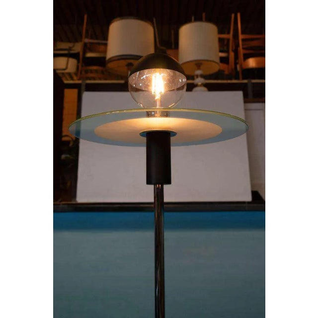 Minimalist Bauhaus Style Floor Lamp in Glass and Chrome For Sale - Image 10 of 11