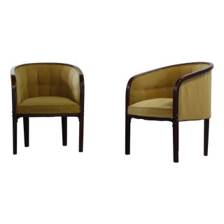 Vintage Art Nouveau Easy Lounge Chairs attributed to Josef Hoffmann for Jacob & Josef Kohn, 1914, Set of 2 For Sale