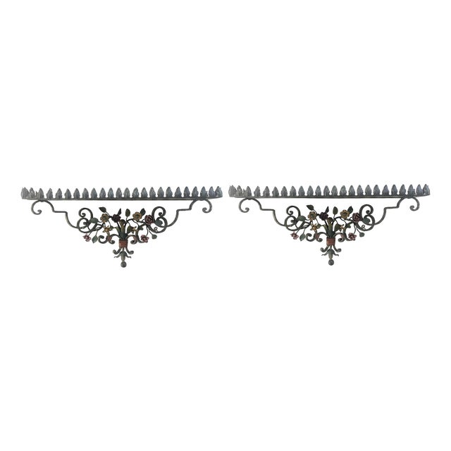 Art Nouveau Italian Wrought Iron Shelves, 1910s, Set of 2 For Sale