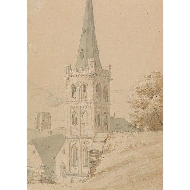 O. Wagner, Church Tower in Bacharach, 19th-Century, Paper For Sale - Image 3 of 3