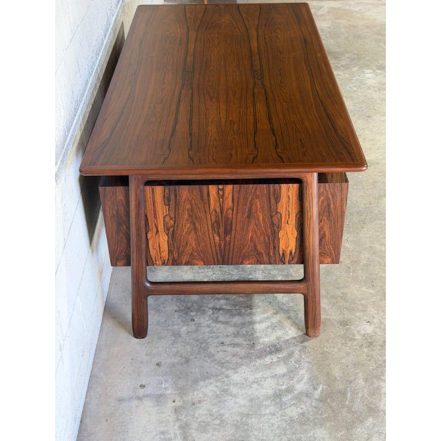 In Style of Gunni Omann for Omann Jun Model 75 Rosewood Executive Desk Danish Mid-Century Modern 1960s For Sale In Los Angeles - Image 6 of 11