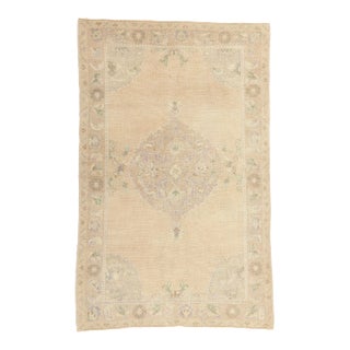 Vintage Muted Turkish Oushak Rug - 04'09 X 07'05 For Sale